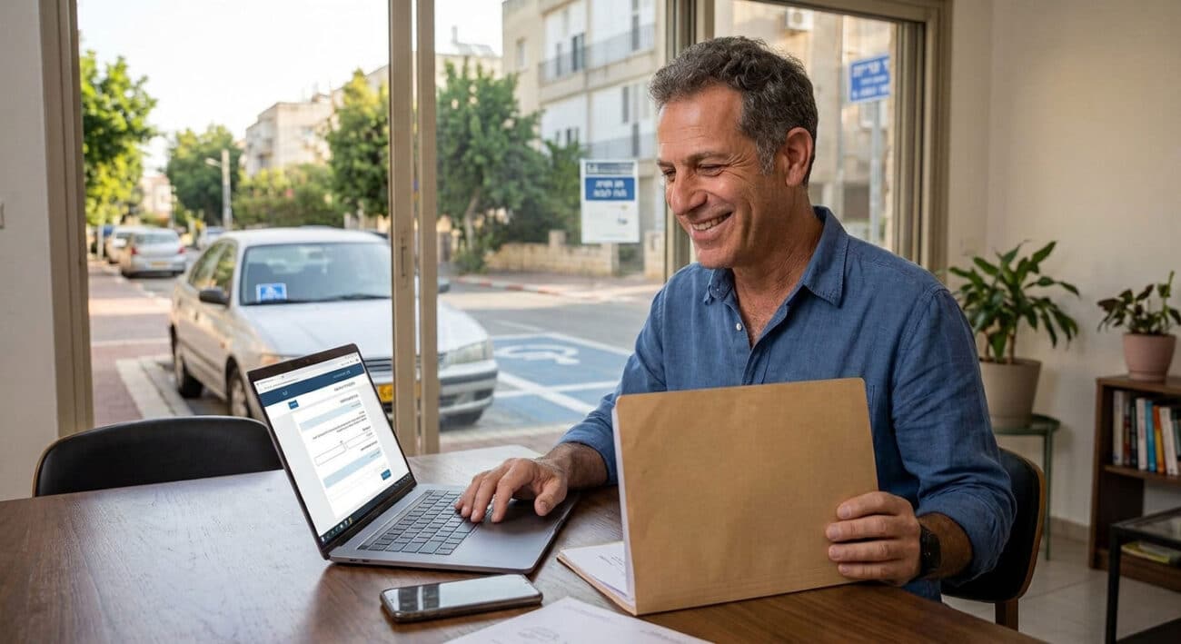 השלמת מסמכים לתו נכה לרכב מול המחשב באמצעות טופס מקוון של משרד התחבורה